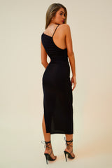 TEMPTATION CUTOUT MIDI DRESS - BLACK