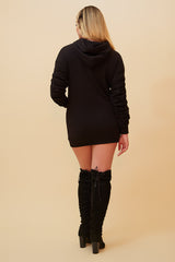 ON THE GO PULLOVER RUCHED HOODIE - BLACK