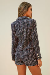 MISS FINE TWEED MATCHING SHORT SET - BLACK/MULTI