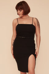 FEELING YOU BODYCON DRESS WITH BELT - BLACK