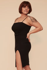 FEELING YOU BODYCON DRESS WITH BELT - BLACK