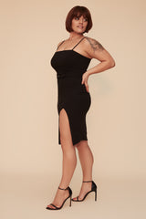 FEELING YOU BODYCON DRESS WITH BELT - BLACK
