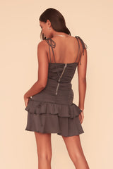 STAY BY YOUR SIDE MINI RUFFLE DRESS - GREY
