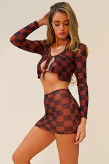 CHECK ME OUT 3 PIECE MATCHING MESH SET - BROWN/BLACK