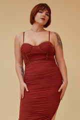 ROMA MIDI DRESS - RUST