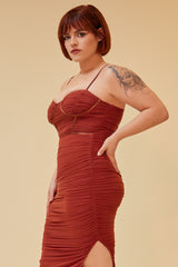 ROMA MIDI DRESS - RUST