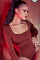 ANIMOSITY SQUARE NECK BODYSUIT - MOCHA