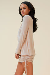 TAKE THE LEAD MATCHING SKIRT SET - PALE TAN