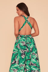 DEEP BREATH HIGH-LOW MAXI DRESS - NAVY/GREEN
