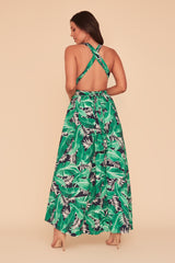 DEEP BREATH HIGH-LOW MAXI DRESS - NAVY/GREEN