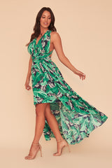 DEEP BREATH HIGH-LOW MAXI DRESS - NAVY/GREEN