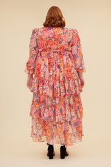 DAYLIGHT MAXI DRESS WITH BELT - ORANGE/MULTI