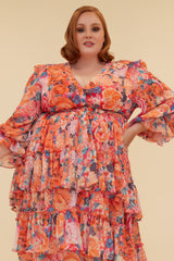 DAYLIGHT MAXI DRESS WITH BELT - ORANGE/MULTI