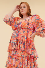 DAYLIGHT MAXI DRESS WITH BELT - ORANGE/MULTI