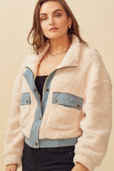 OFF-DUTY DIVA FUZZY JACKET - CREAM