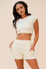 GLOBETROTTER FUZZY MATCHING SHORT SET - CREAM