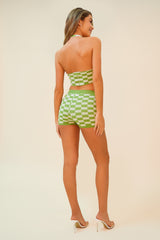 FEELING LUCKY MATCHING BIKER SHORT SET - GREEN/WHITE
