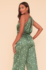 CRUSHING SNAKE SKIN JUMPSUIT - GREEN