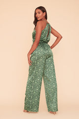 CRUSHING SNAKE SKIN JUMPSUIT - GREEN