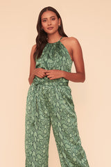 CRUSHING SNAKE SKIN JUMPSUIT - GREEN