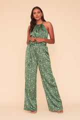 CRUSHING SNAKE SKIN JUMPSUIT - GREEN