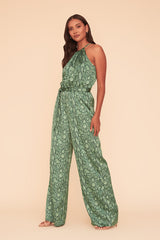 CRUSHING SNAKE SKIN JUMPSUIT - GREEN