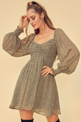PRIMROSE AND PROPER SMOCKED MINI DRESS - SAGE/MULTI