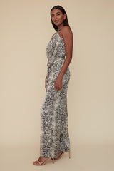 CRUSHING SNAKE SKIN JUMPSUIT - BLACK/MULTI