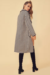 VILLAIN ERA HOUNDSTOOTH TRENCH COAT - BLACK/WHITE