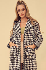 VILLAIN ERA HOUNDSTOOTH TRENCH COAT - BLACK/WHITE
