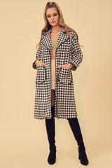 VILLAIN ERA HOUNDSTOOTH TRENCH COAT - BLACK/WHITE