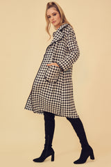 VILLAIN ERA HOUNDSTOOTH TRENCH COAT - BLACK/WHITE