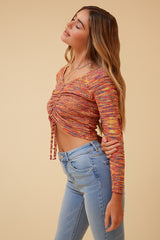JAWBREAKER DRAWSTRING TOP - ORANGE/COMBO