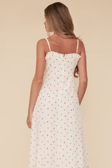 JULIET MIDI RUFFLE FLORAL DRESS - WHITE/MULTI