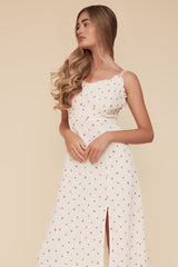 JULIET MIDI RUFFLE FLORAL DRESS - WHITE/MULTI