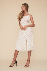 JULIET MIDI RUFFLE FLORAL DRESS - WHITE/MULTI