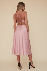 LACE ME UP DRESS - PINK