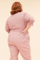 UTILITY JUMPSUIT WITH DETACHABLE BELT - MAUVE