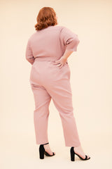 UTILITY JUMPSUIT WITH DETACHABLE BELT - MAUVE