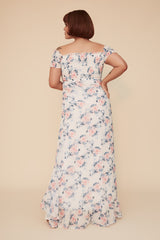 SUPER BLOOM FLORAL MAXI DRESS - WHITE/MULTI