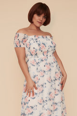 SUPER BLOOM FLORAL MAXI DRESS - WHITE/MULTI