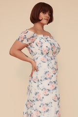 SUPER BLOOM FLORAL MAXI DRESS - WHITE/MULTI
