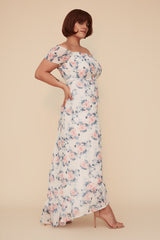 SUPER BLOOM FLORAL MAXI DRESS - WHITE/MULTI