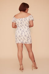 BELLFLOWER SMOCKED MINI DRESS - WHITE/MULTI