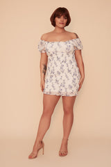 BELLFLOWER SMOCKED MINI DRESS - WHITE/MULTI