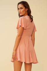 NOT YOUR BABY SATIN WRAP MINI DRESS - MAUVE
