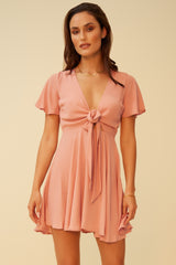 NOT YOUR BABY SATIN WRAP MINI DRESS - MAUVE