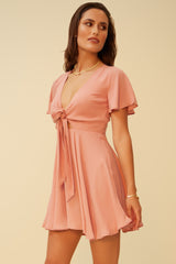 NOT YOUR BABY SATIN WRAP MINI DRESS - MAUVE