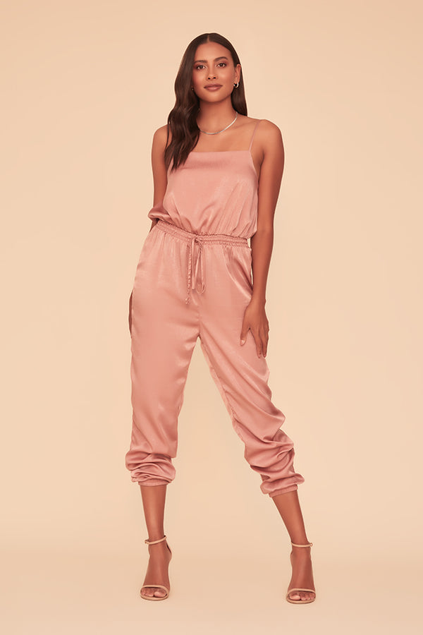 YOUNG AND RECKLESS SQUARE NECK JUMPSUIT - BLUSH