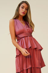 UNDER IT ALL TIERED MAXI DRESS - MAUVE